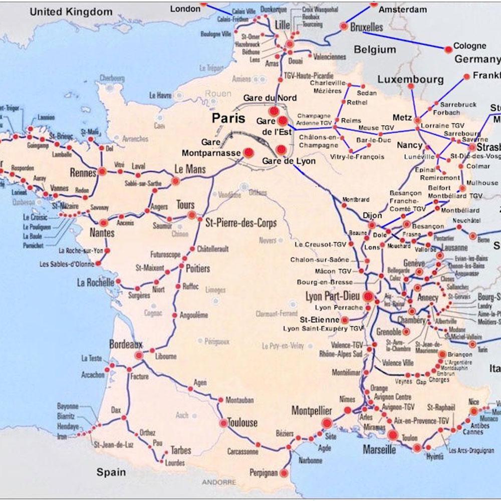 Tog kort syd Frankrig - sydfrankrig tog kort (det Vestlige Europa - Europa)